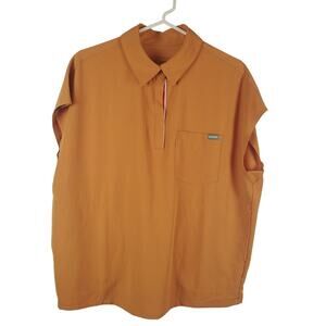 Mediclo Scrub Top Polo Collar Sz L Performance Fabric 2-Button Placket Stripe